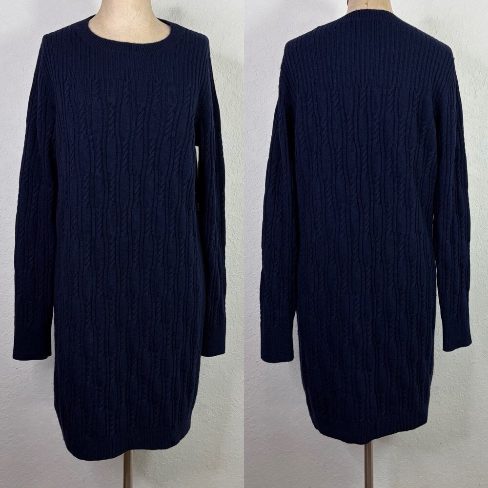 Banana Republic Filpucci Navy Blue Cable Knit Sweater Dress Size XL Tall, Fall